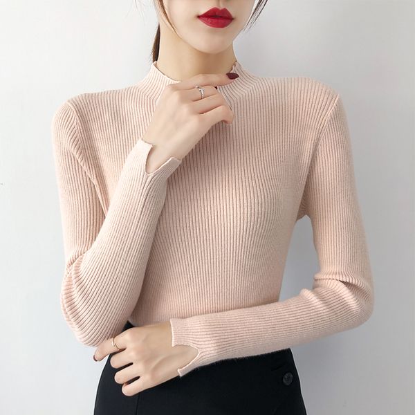 

semi-high-collar sweater with long-sleeved undercoat, Black;white
