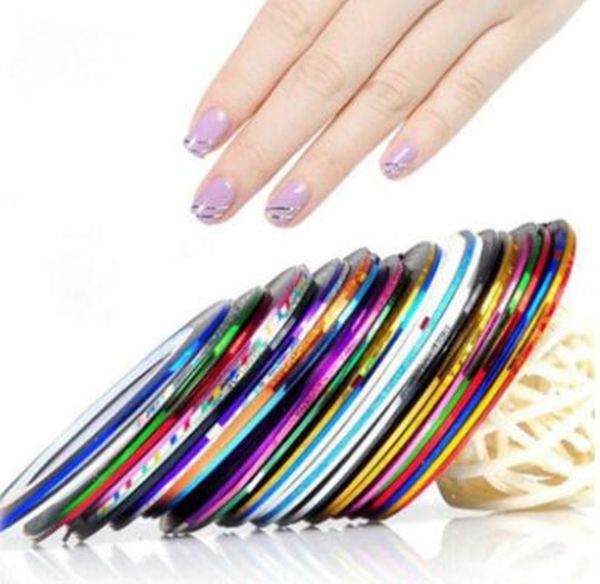 

nail tape laser tape line glitter nail striping tape line for nails diy decoration nail art stickers rolls beauty accessories dhl free, Black