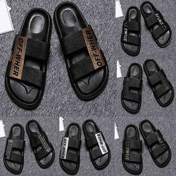 

new luxury designer sandals men's shoes flat bottom loafers and flats men's flat sandals slippers flip-flops summer beach slippers, Black