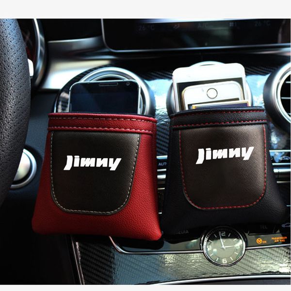 

clip on air outlet car air vent stow tidy storage pu leather bag coin bag case car phone holder for jimny