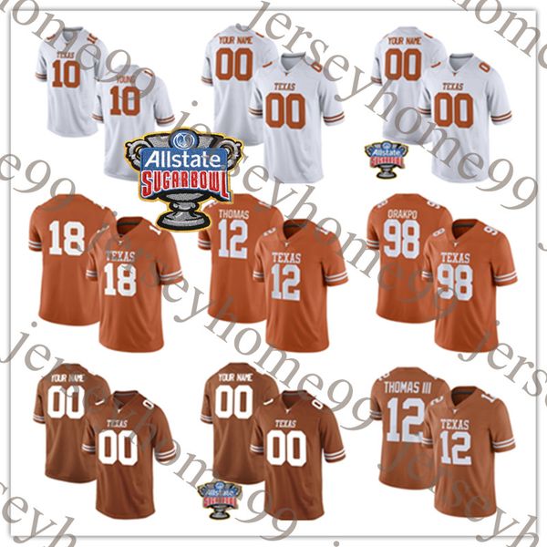 

Custom Texas Longhorns College Football white Orange Stitched Any Name Number Charlie Strong Vince Young 2019 Jerseys