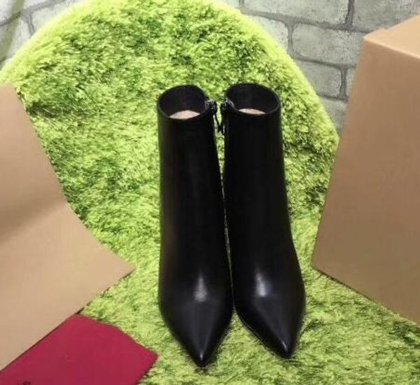 

2019 luxury black red leather with spikes pointed toes women ankle fashion designer ladies red bottom high heels shoes pumps cs08