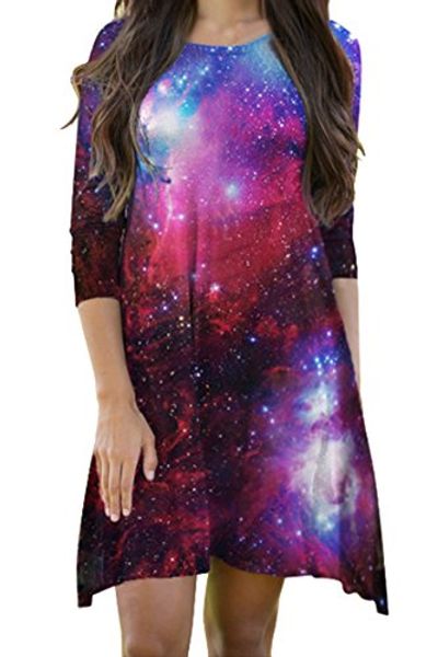 

lasuiveur outer space galaxy dress for girls and women, Black;gray