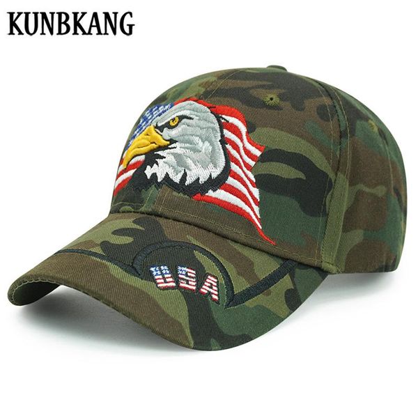 

kunbkang embroidery eagle camouflage cap men baseball cap usa patriotic camo trucker caps camo baseball hat men sport gorras uwdfk, Black;white