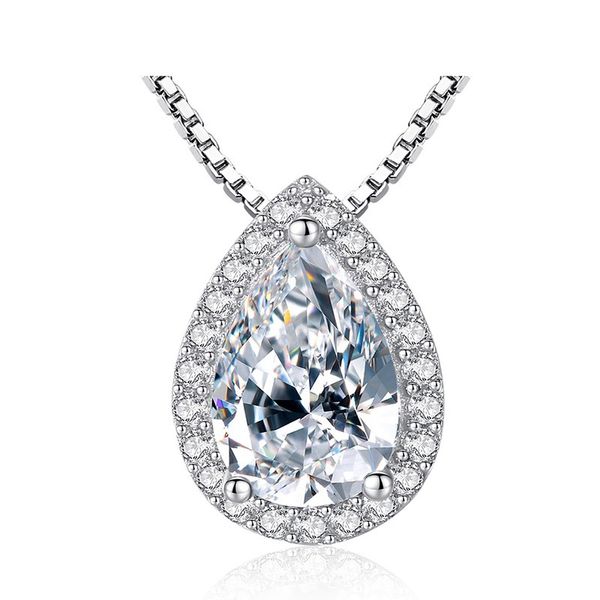 

mother gift luckyshine 5pcs/lot fashion white pear shape cubic zirconia gems 925 silver pendant necklaces jewelry gift for women i