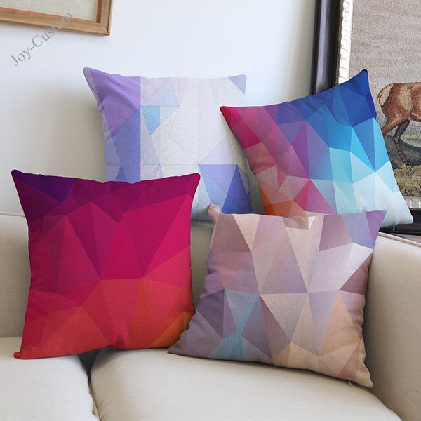 

crystal geometry color gradient pattern linen pillow case home furnishing decoration office sofa cushion cover