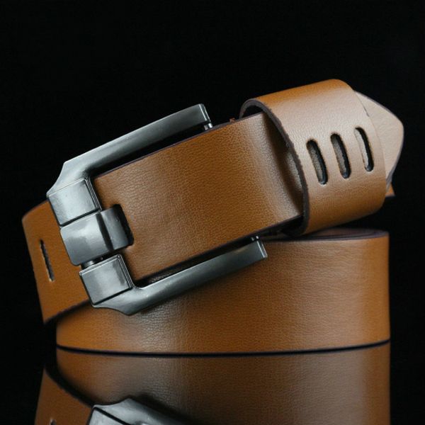

new men's belt male leather pin buckle belts men alloy buckle casual male vintage strap leather luxury belts 110cm, Black;brown