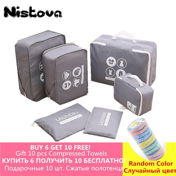 

6 pcs/set durable travel packing cubes set organizer luggage bags large capacity travel hand clothing sorting organize