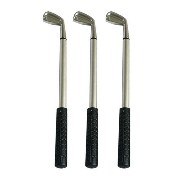 

3x novelty ballpoint pens golf putter shape ballpoints red/blue/black