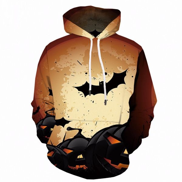

ostrich fashion casual hoodie men casual scary bat halloween 3d print long sleeve hoodie comfortable sweatshirt men, Black