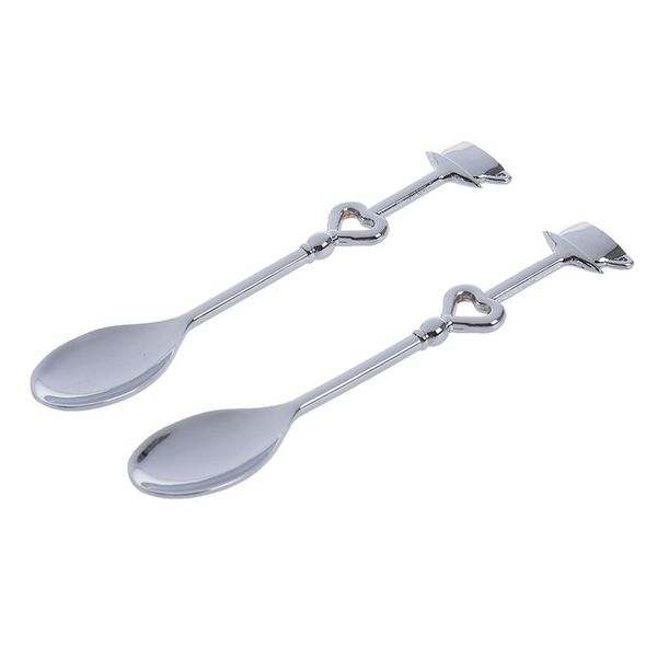 

1 pair love tea coffee drinking spoon teaspoon silver