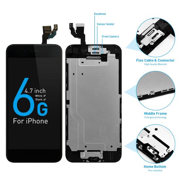 

for apple iphone 6 lcd 4.7" complete full set screen a1549 a1586 a1589 display with 3d touch digitizer assembly+home button