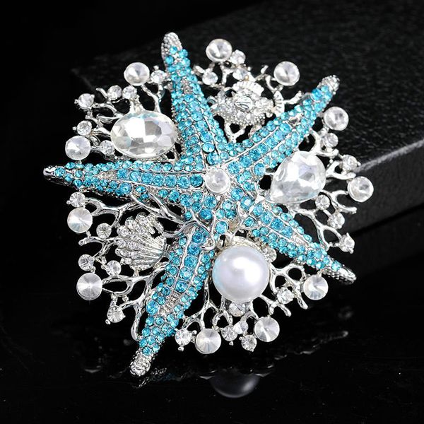 

blue classic starfish brooch marine animal brooch fashion european and american fashion jewelry bag accessories, Gray