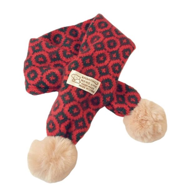 

корейский дети детские плюшевые шарф геометрический шар вязать крест воротник мягкий шеи подогреватель 95ab, Blue;gray