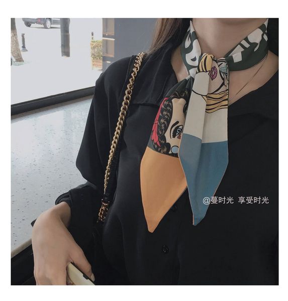 

ins korean-style new small silk business decoration small scarf headscarf tied bag ribbon personality spring and autumn, Black;purple
