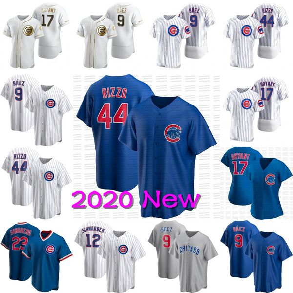 

9 javier baez 2020 season baseball jersey anthony rizzo kris bryant kyle schwarber ben zobrist ernie banks willson contreras chicago jerseys, Blue;black