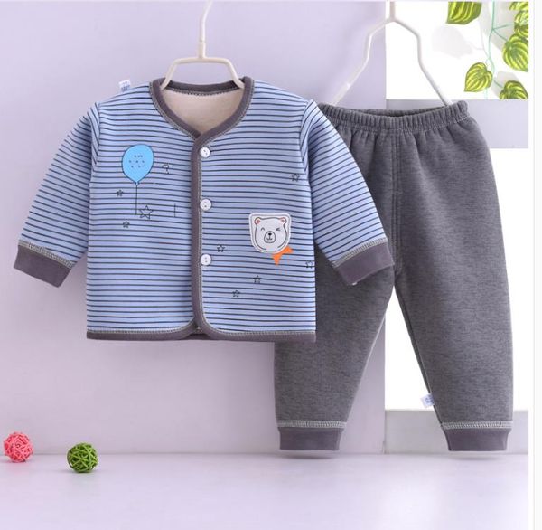 

clothing sets baby plus plush winter underwear set, White