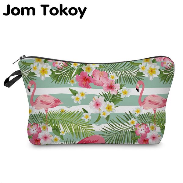 

jom tokoy 2019 cosmetic organizer bag make up flamingo heat transfer printing cosmetic bag fashion women brand makeup