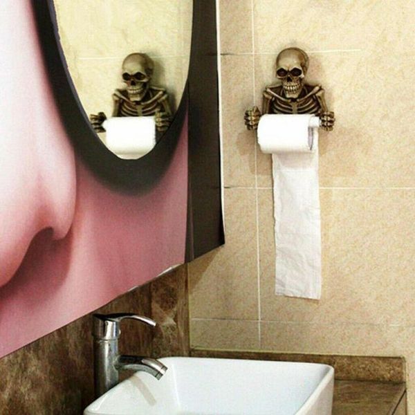

skull toilet paper roll holder wall mount dry towel bathroom home decor j2y