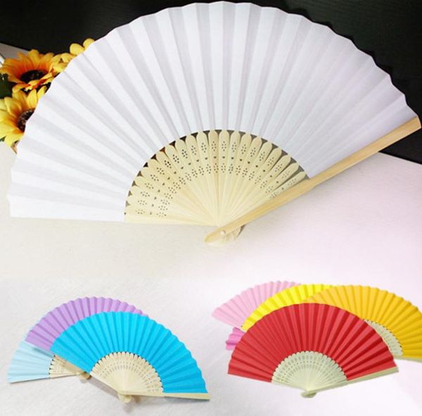 

dhl shipping 450 pcs / lot 21 cm wedding 8 color paper hand fan wedding party party decoration promotion favor sn1880