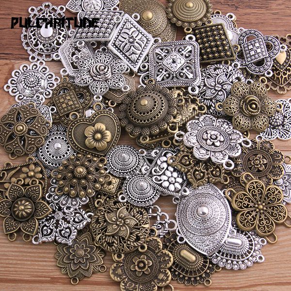 

jewelry accessories fashion jewelrycharms pulchritude random 6 pcs mix 31 styles two color zinc alloy retro pendants connectors linker for, Silver