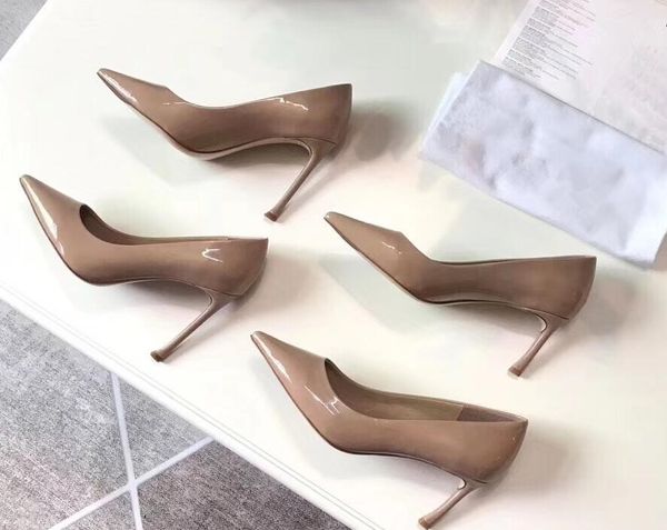 

2019 brand new women pumps women pointed toe pumps party shoes dress shoes patent leather high heels candy color pump 10cm 6.5cm heel, Black