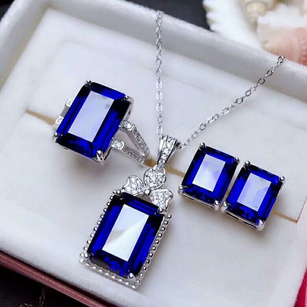 

meibapj new sapphire gemstone комплект ювелирных изделий стерлингового серебра 925 изящных ювелирных изделий weddng для женщин, Black