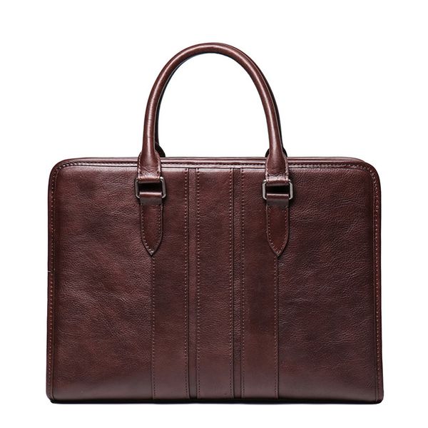 

nesitu highend vintage a4 brown coffee vegatable tenned full grain genuine leather office men briefcase portfolio messenger bag