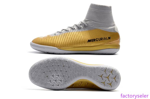 

new selling white gold cr7 soccer cleats turf football boots original mercurial superfly v ic mens indoor soccer shoes