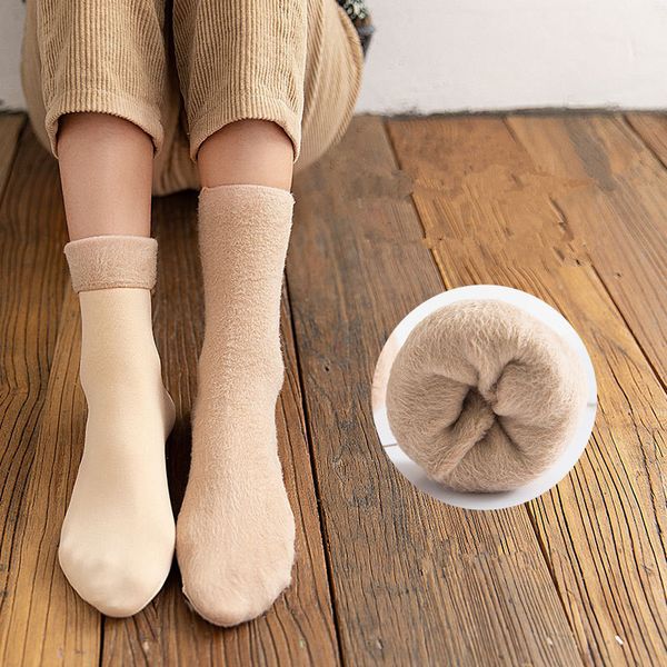 

autumn winter warm tube snow socks velvet thickening women fashion solid color floor socks breathable stocking dhl, Pink;yellow