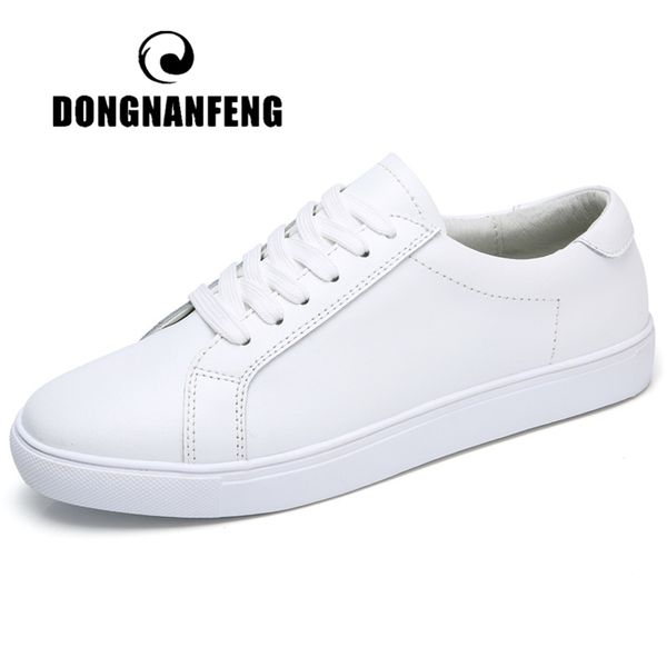 

dongnanfeng women female ladies girl student genuine leather white shoes flats lace up soft vulcanized shoes korean 35-40 mf-863 y200424, Black