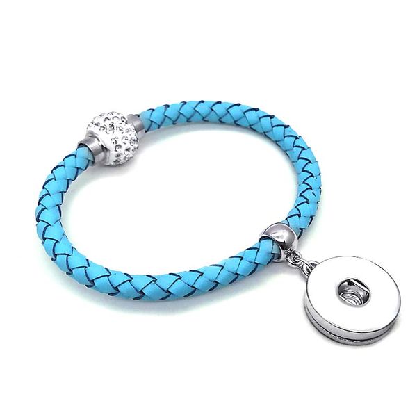 

interchangeable magnet 245 really genuine leather retro fashion fit 18mm snap button bracelet bangle charm jewelry for women men gift, Black
