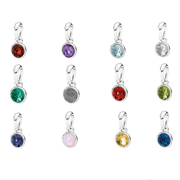 

12 months birthstone charms for jewelry making crystal sterling silver 925 jewelry birthday pendant for charms bracelets women, Bronze;silver
