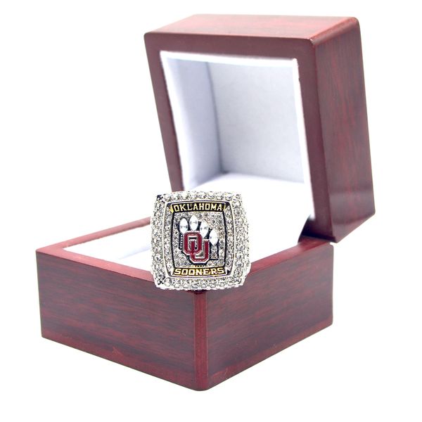 

offical 2018 oklahoma sooners big 12 championship ring, Golden;silver