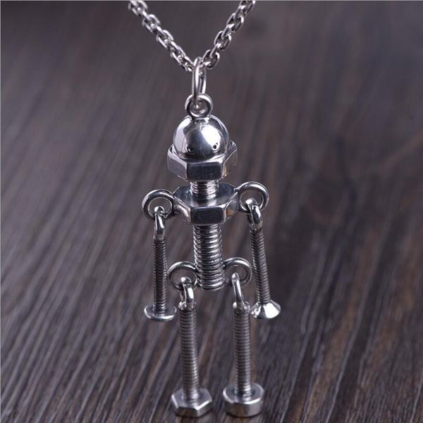 

100% 925 silver skeleton pendant necklace real silver punk pendant necklace man