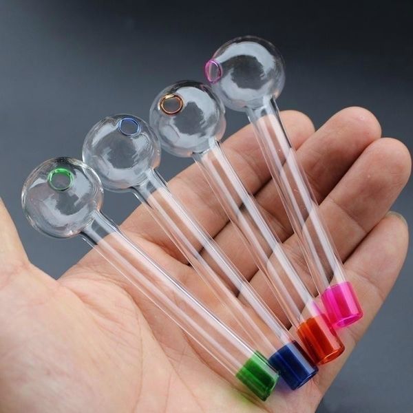 Glas-Ölbrennerpfeife Mini-Räucherpfeifen handgefertigte Pfeifen dicke Glaspfeife Öl bunte Räucherpfeifen zufällige Farbe