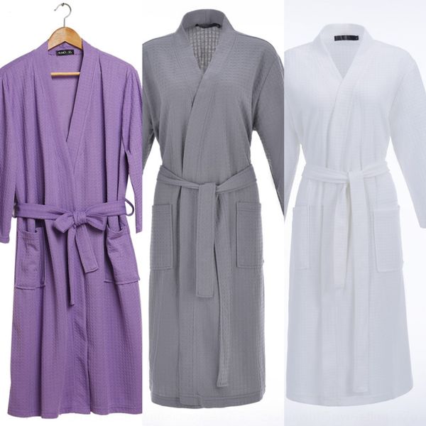 

thin comfortable bathrobe pajamas and bathrobes honeycomb sleeping gown hipster casual seven-sleeve waffle bathrobe, Blue;red