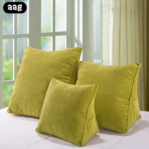 

aag solid color reading backrest cushion wedge pillow thick corduroy lumbar back pad bed office chair rest back support cushion
