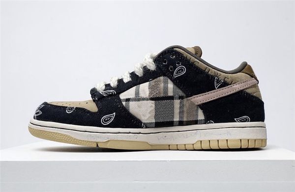 

2020 новых женщин трэвис скотт x sb dunk low скейт обувь cactus jack тренер спорт athentic кроссовки