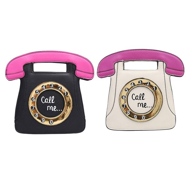 

2шт телефон в форме женщин ретро крест тела сумка искусственная кожа клатч кошелек цепи сумка(белый+розовый черный+розовый