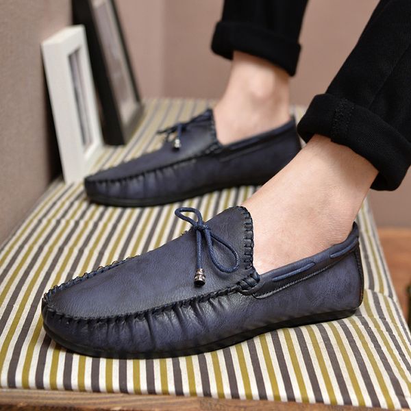 

casual leather loafer shoes men soft comfortable driving shoes men moccasins footwear mokasin kasual for schoenen 2020, Black