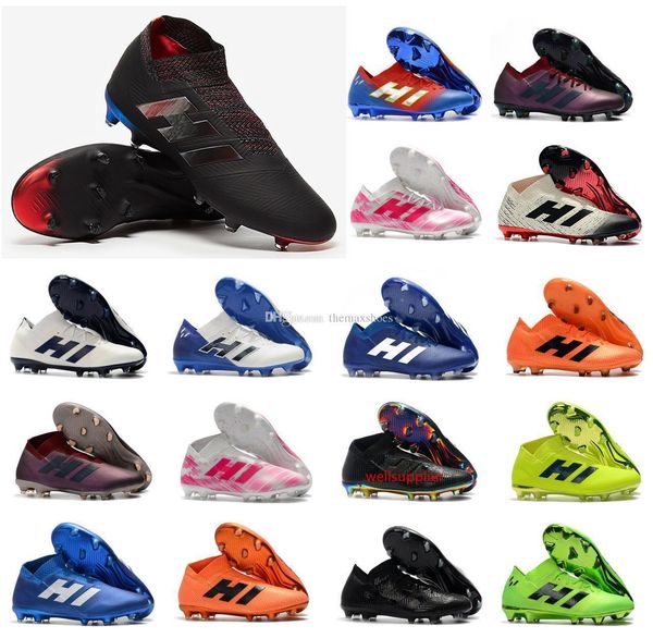 

new 18 18.1 nemeziz fg archetic messi mens 18 x football shoes agility bandage spectral mode soccer boots cleats size us6.5-11