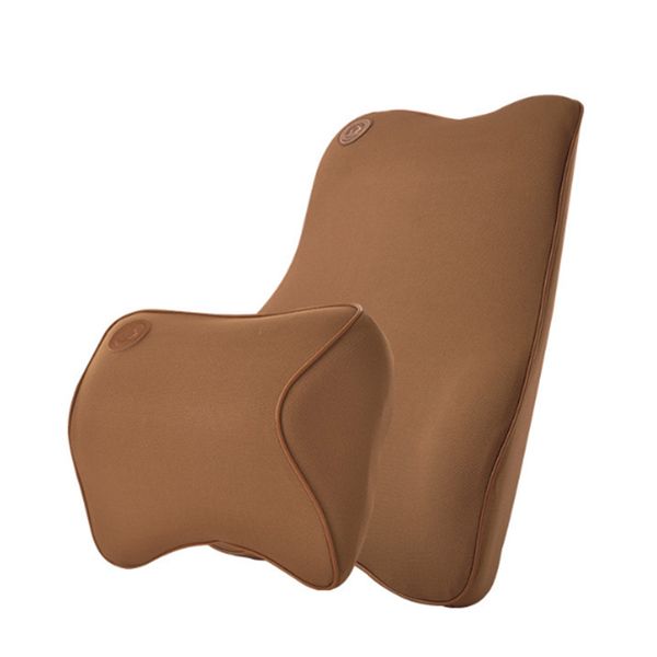 

2pcs/set office lumbar cushion memory foam car driving accessories gift back solid zipper ergonomic support headrest home