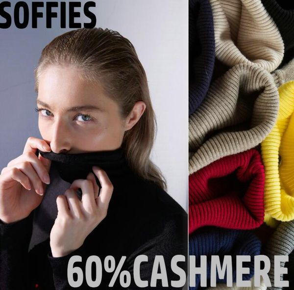 

women 60% cashmere sweaters turtleneck warm knitting jumpers basic slim women knitting, White;black