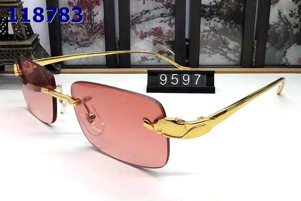 

new buffalo horn glasses rimless sunglasses for men womens fashion sporst gold metal leopard frames eyewear red lunettes come with boxes, White;black