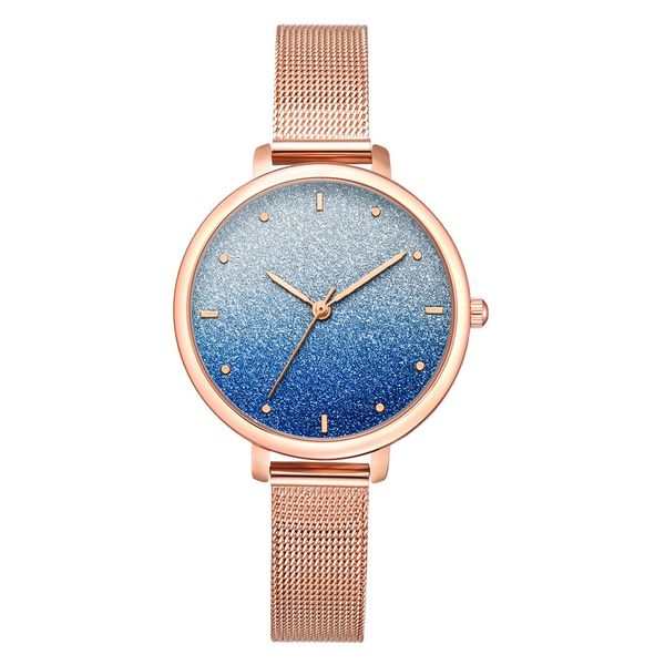

fashion simple ladies brand watch color cool frosted dial ladie quartz stainless steel mesh belt wristwatches gifts for women, Slivery;brown