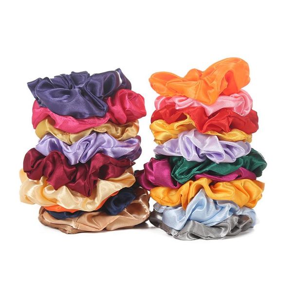 

new arrial 42 pc silk hair loop elastic hair rope band for women or girls scrunchies velvet ponytail holder accessories, Brown