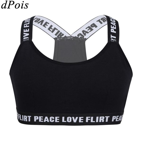 

puberty growing young girls padded sports bra kids padded cotton polyester fitness training crop elastic sport bra yoga bras, White;black