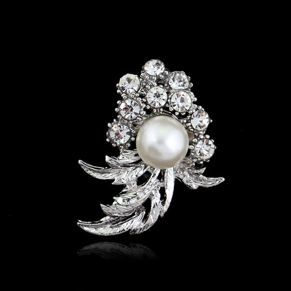 

rhinestone new fashion pearl brooch clothing accessories wholesale, Gray