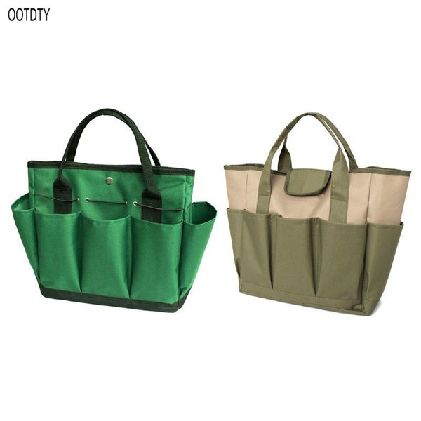 

ootdty portable garden tote bag gardening tool oxford cloth storage handbag multi-pocket toolkit holder organizer supply